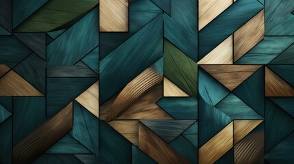 Geometric Shapes with Natural Wood Textures Background. Modern abstract background geometric shapes with the organic textures of wood in a rich, earthy color palette. - obrazy, fototapety, plakaty
