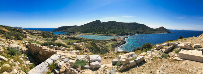 Fototapeta na wymiar Amazing panoramic views from Knidos, which was a Greek city in ancient Caria in Asia Minor, Turkey, situated on the Datça peninsula, now known as Gulf of Gökova