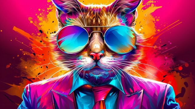 Feline Elegance: Chic Cat with Sunglass Flair