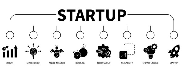 Startup banner web icon vector illustration concept