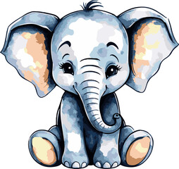 Wonderful   lovely watercolor cute elephant vector art
