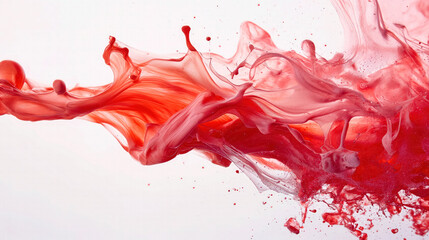 Dynamic red paint splash on white.