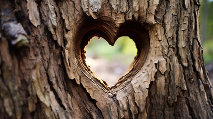 heart shaped hole in tree trunk, Valentine's Day and Love concept - Powered by Adobe