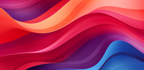 Abstract background with a colorful wavy pattern. Squiggly lines in various shades of blue, purple, and pink. Striped compositions, circular shapes, minimalist color palette.