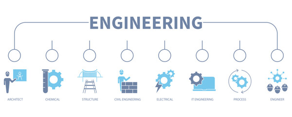 Engineering banner web icon vector illustration concept - obrazy, fototapety, plakaty