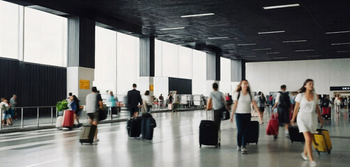 Blurred people at an airport