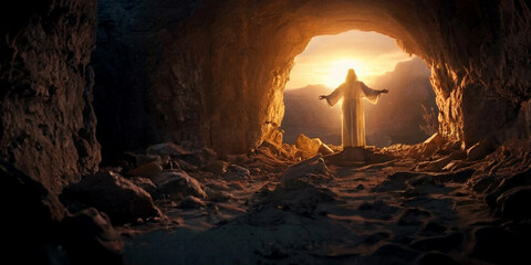 Easter, crucifixion and resurrection of Jesus Christ the Messiah - obrazy, fototapety, plakaty