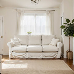 Naklejka premium modern living room interior design and white sofa