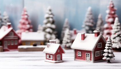 Winter celebration, snow, gingerbread house, snowman, Christmas decoration generated by AI
