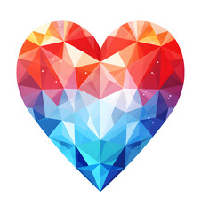 Polygon coloful heart illustration isolated on transparent background
