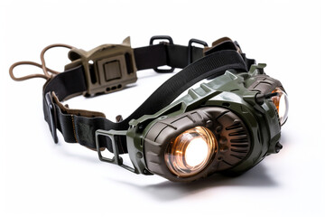 Hunting headlamp isolated on white background created with Generative Ai