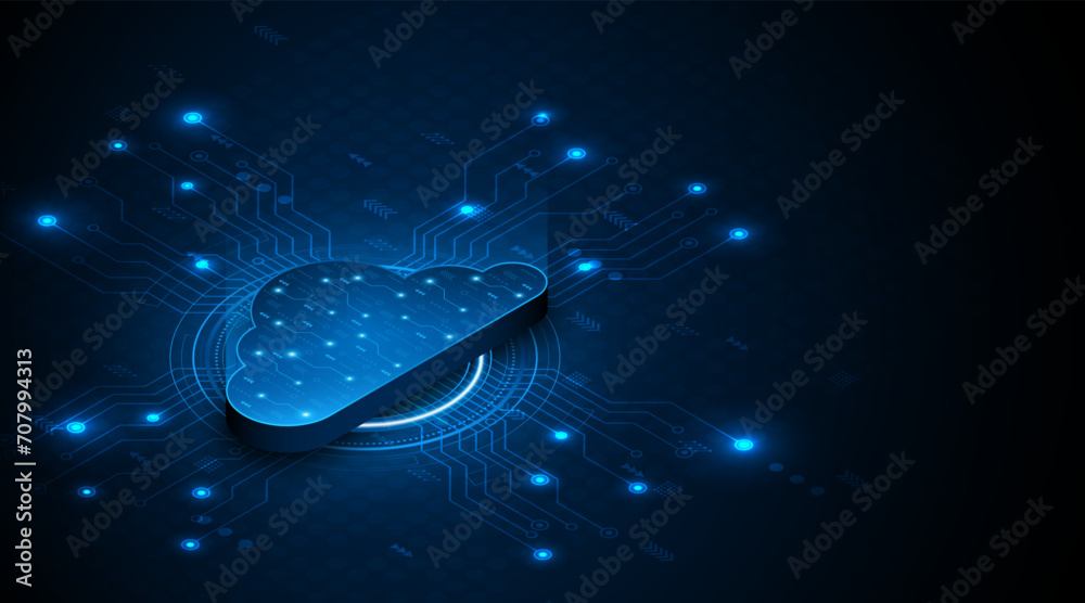 Aufkleber Abstract cloud technology circuit board. Large data center concept. modern cloud storage technology innovation concept background	