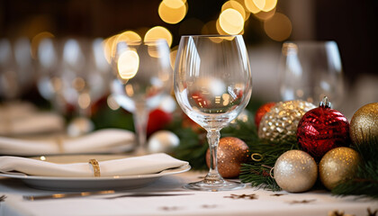 Luxury celebration, wineglass decoration, champagne night, elegant party generated by AI