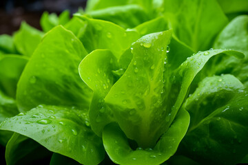 Rain drops on green vegetable