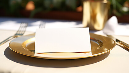 Empty table with silverware, napkin, and copy space generated by AI