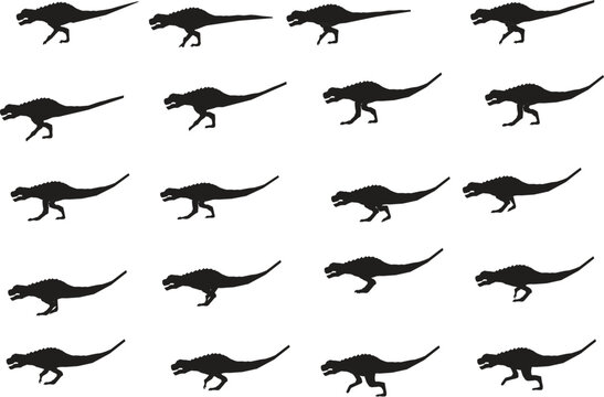 Dinosaur running, image sequence for animation.