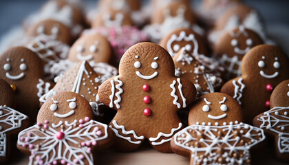 Homemade gingerbread cookies bring winter cheer and joy generated by AI