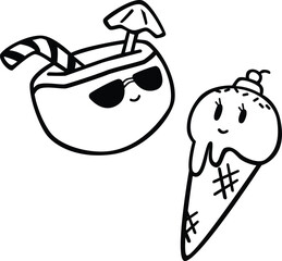 Cute Cartoon Summer Food Theme vector art for kids