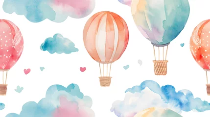 Cercles muraux Montgolfière Whimsical watercolor hot air balloons bring a childlike wonder to any party, lifting spirits and transporting imaginations