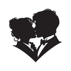 Whispered Passion: Detailed kissing silhouette, a visual whisper of deep and intimate affection - Valentine Silhouette - kissing vector
