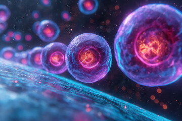 Close-up of virus cells or bacteria on light background