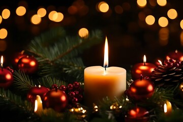 Obraz na płótnie Canvas christmas candle and decorations