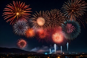 Obraz premium fireworks over the river