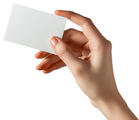Obraz premium Hand holding blank card mockups illustration PNG element cut out transparent isolated on white background ,PNG file ,artwork graphic design.