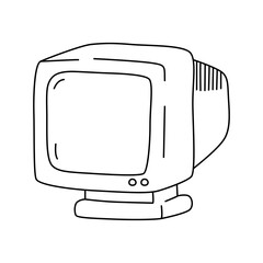 Monitor in doodle style. Vector illustration isolated on white
