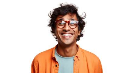Indian boy with Glasses on a transparent background