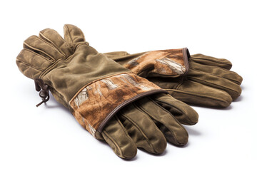 Hunting gloves isolated on white background created with Generative Ai