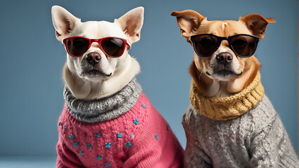 two dogs in glasses