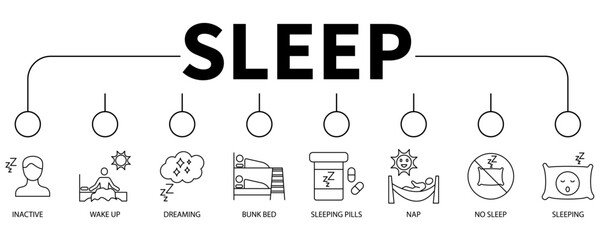 Sleep banner web icon vector illustration concept - obrazy, fototapety, plakaty