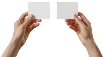 Hand holding blank card mockups illustration PNG element cut out transparent isolated on white background ,PNG file ,artwork graphic design.