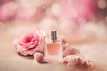 Fotobehang classy  perfume presentation  , delicate floral pink  fragrance  © eric