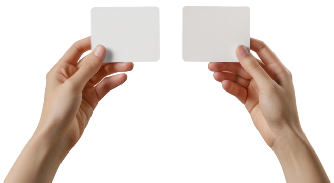 Hand holding blank card mockups illustration PNG element cut out transparent isolated on white background ,PNG file ,artwork graphic design.