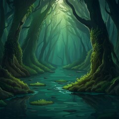 Obraz premium tree forest illustration background