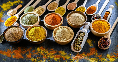 Composition with assortment of spices and herbs