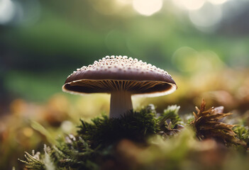 Close-up of the gills underside of a mushroom