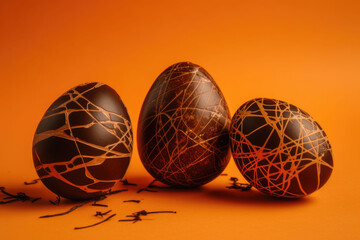 chocolate easter eggs on a yellow background
