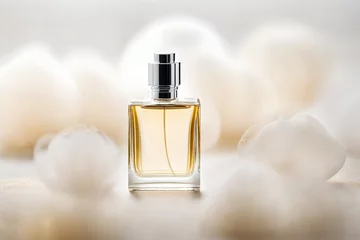 Fotobehang perfume spray flacon in  bright and shiny  blurry background , luxury and delicate cosmetics branding © eric