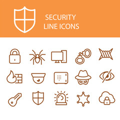set of security line icons vector design