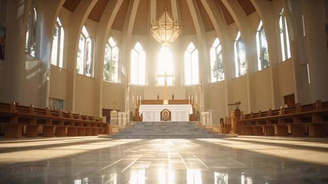 Corpus Christi Catholic church ceremony ostensory for worship Copy space image Place for adding text or design 