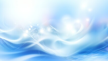 Ethereal Light Waves on a Serene Blue Background or Wallpaper, Horizontal Poster or Sign with Open Empty Copy Space for Text 
