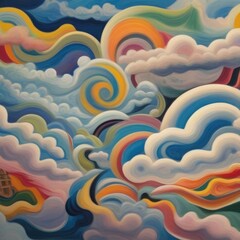 abstract painting digital art illustration in vibrant colors, for wall art mockup, wallpaper, background design, art print