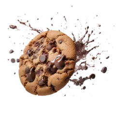 Foto op Plexiglas Chocolate cookie flying isolated on transparent or white background © Luckygraphics