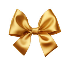 gold bow ribbon on an isolated