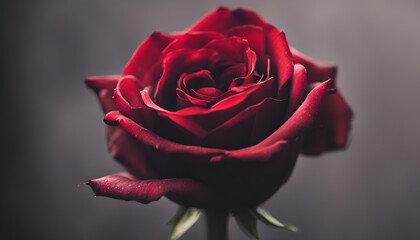 single red rose isolated with dark background