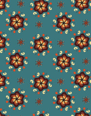 Seamless floral patterns on the dark blue background
