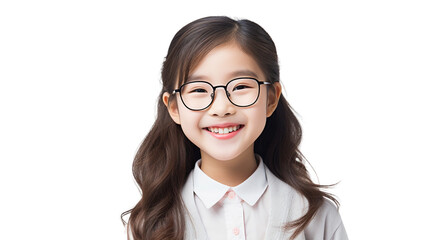 Happy Girl from China Wearing Glasses on a transparent background